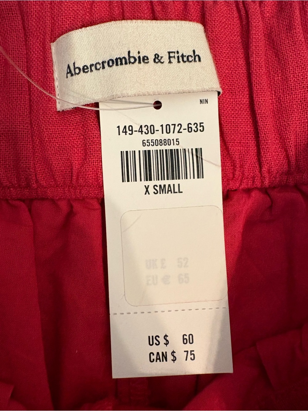 Abercrombie & Fitch Pleated High-Waist Shorts - Raspberry Red Size XS NWT - Picture 4 of 5